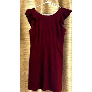 Maroon Above Knee, Ruffle Sleeve, Design Lab Lord & Taylor, Medium